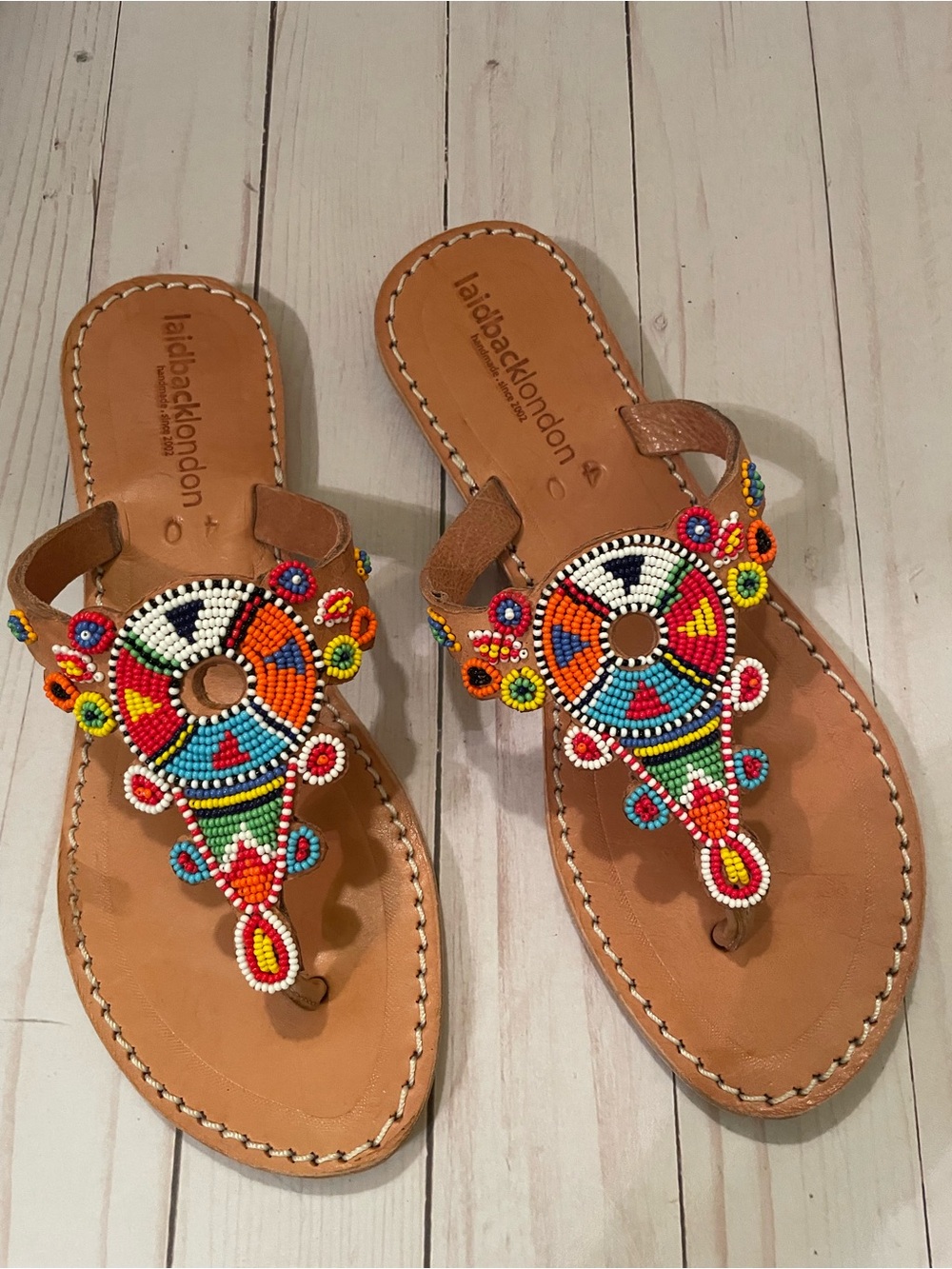 Laidback London Simba Beaded Tribal Sandals size 40 (US size 9) New in Box